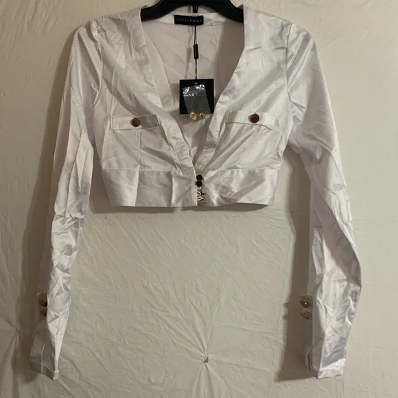 JLUXLABEL white Satin Crop Tops Brand New NWT - Picture 8 of 8